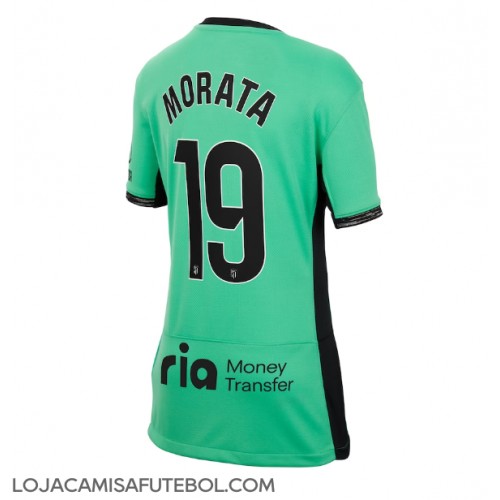 Camisa de Futebol Atletico Madrid Alvaro Morata #19 Equipamento Alternativo Mulheres 2023-24 Manga Curta